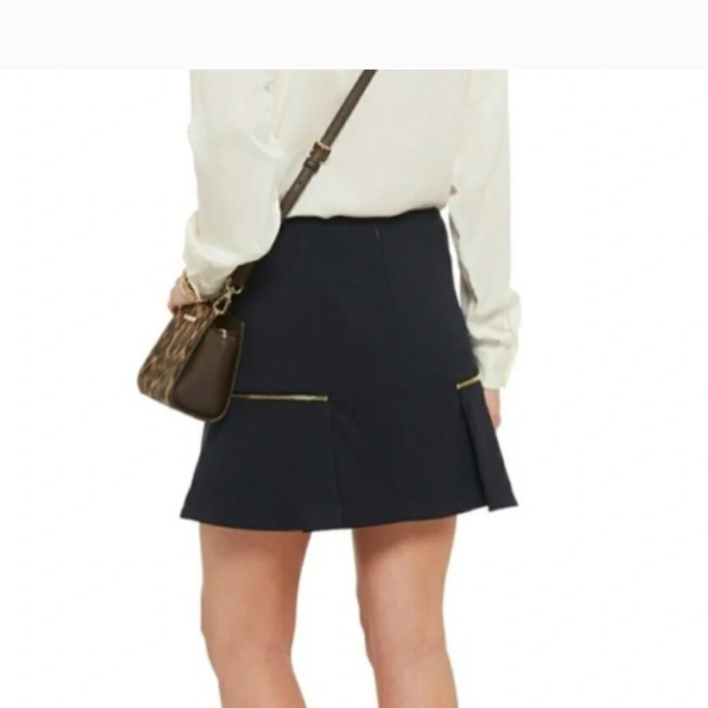 Michael Kors Black Gold Zipper Mini Skirt with Ruffle Flounce - 6